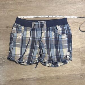 Garage Plaid Women Shorts - Blue and Yellow